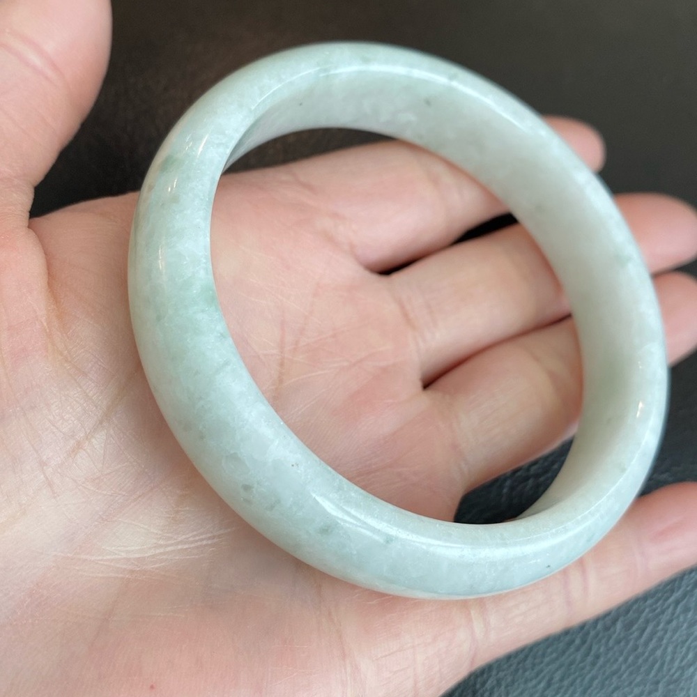 White Jade Bangle Bracelet 59mm Width 15mm - Picture 6 of 13